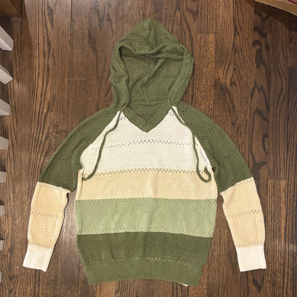 Striped Green and Cream Men's Sweater
